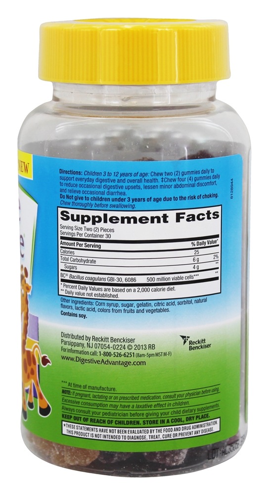 Digestive Advantage Probiótico Infatil em Gominhas Sabor Natural de Frutas - 60 Gummies Schiff - Imagem 2