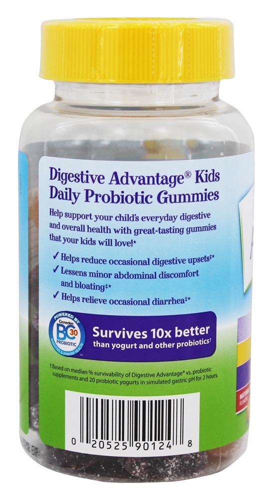 Digestive Advantage Probiótico Infatil em Gominhas Sabor Natural de Frutas - 60 Gummies Schiff - Imagem 3