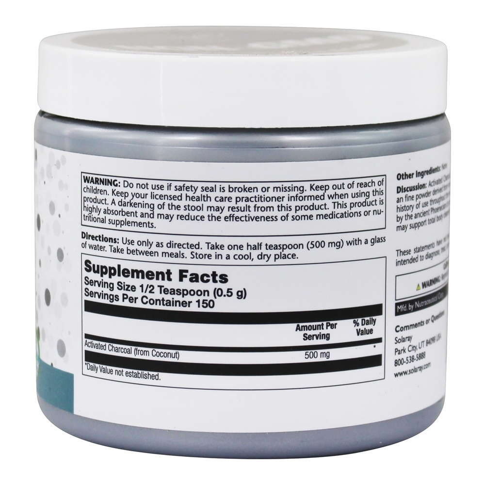 Pó de Carvão Ativado de Coco 600 mg. - 2.65 oz. Solaray - Imagem 2