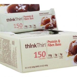 thinkthin Inclinar Proteína & Fibra Barras Caixa Salgado Caramelo - 10 Barras Think Products