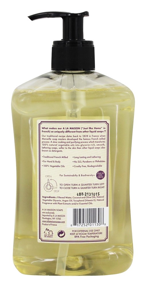 Tradicional Francês Moído Líquido Mão & Corpo Sabão Figo & Manjericão - 16.9 fl. oz. A La Maison - Imagem 2