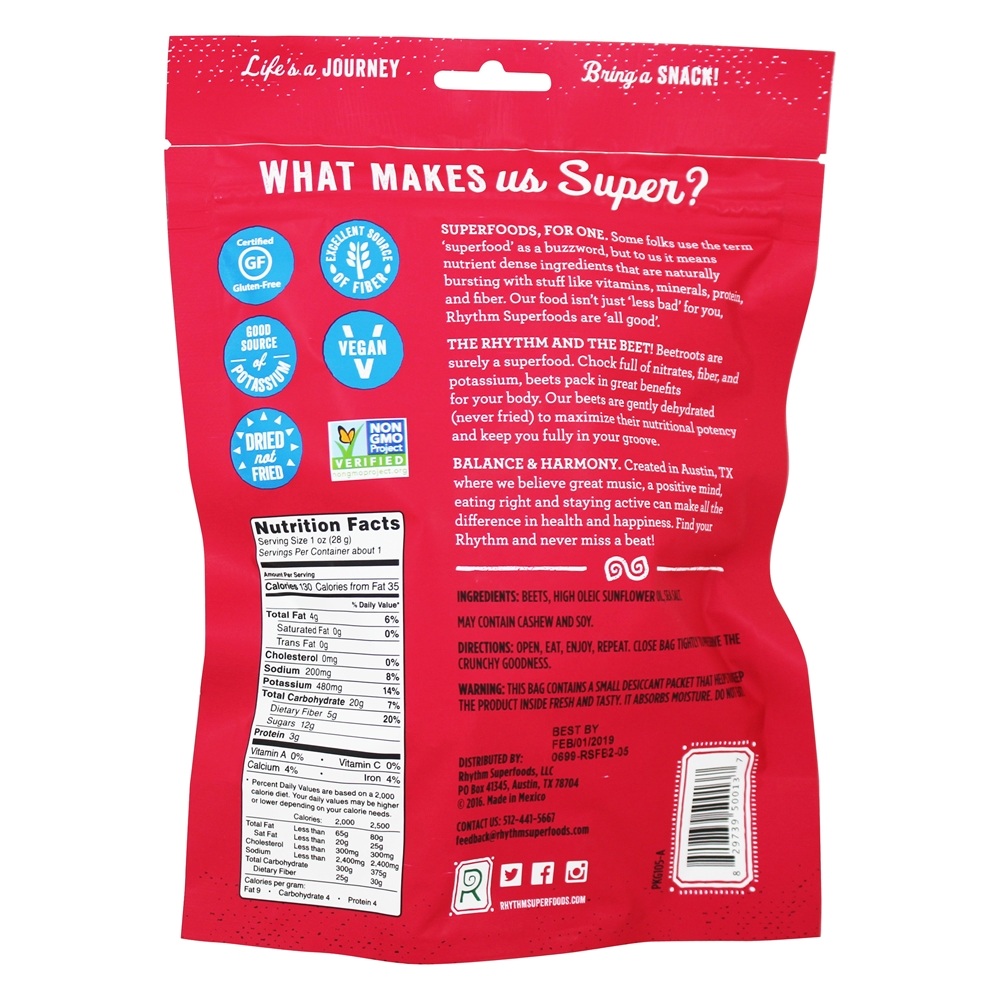 Chips de beterraba sem glúten sal marinho - 1.4 oz. Rhythm Superfoods - Imagem 2