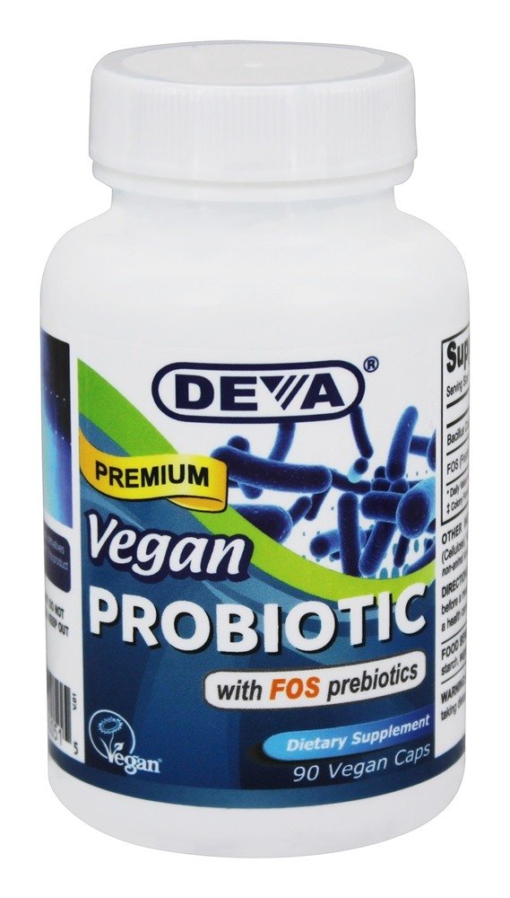 Probiótico Vegan Premium com Prebióticos FOS - 90 Tampas veganas Deva Nutrition