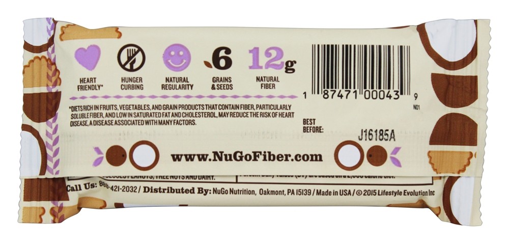 Macaroon de coco em fibra d-Lish Bar - 1.6 oz. NuGo Nutrition - Imagem 2