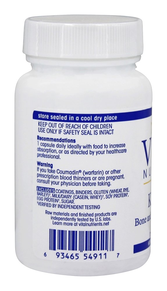 Vitamina K2-7 + D3 - Cápsulas vegetarianas 60 Vital Nutrients - Imagem 3