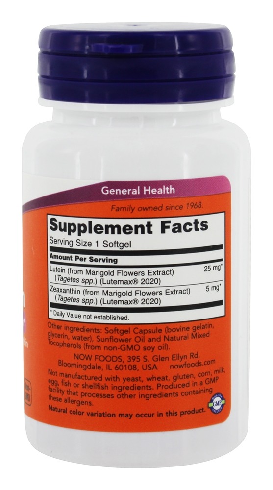 Luteína e Zeaxantina - 60 Softgels NOW Foods - Imagem 2