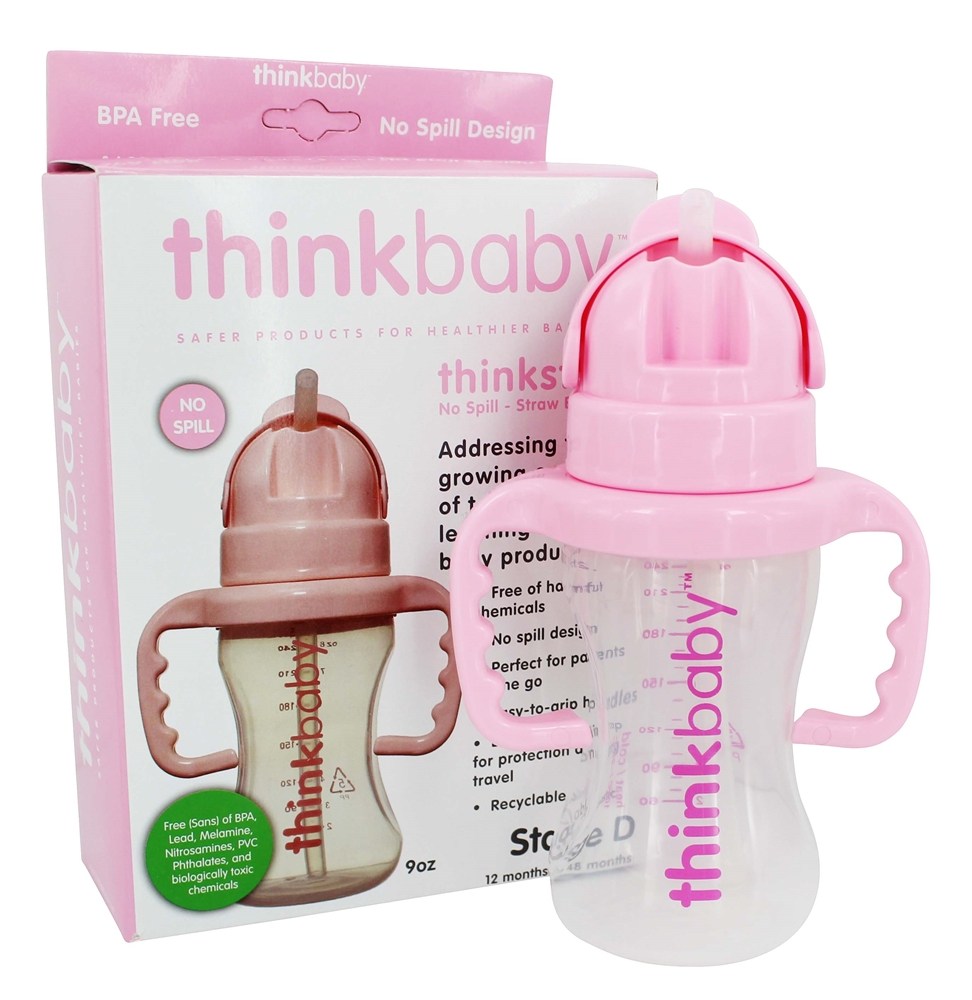 Thinkster Palha Garrafa Etapa D 12 Mês para 36 Mês Rosa - 9 oz. Thinkba