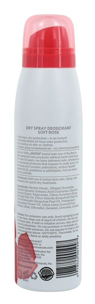 Desodorante Spray Seco Contínuo Soft Rose - 3.8 fl. oz. JASON Natural Products - Imagem 2