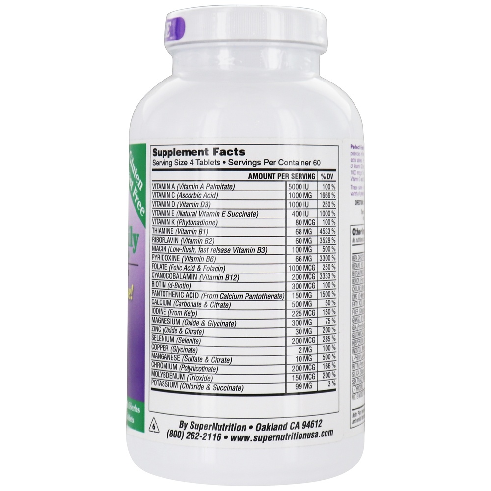 Perfect Family Energizante Multi-Vitamina Sem Ferro - 240 Comprimidos vegetarianos Super Nutrition - Imagem 2