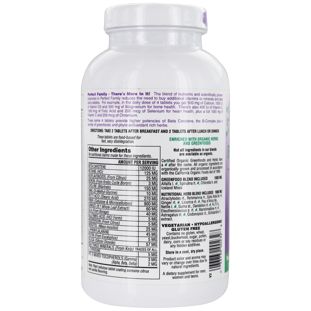 Perfect Family Energizante Multi-Vitamina Sem Ferro - 240 Comprimidos vegetarianos Super Nutrition - Imagem 3