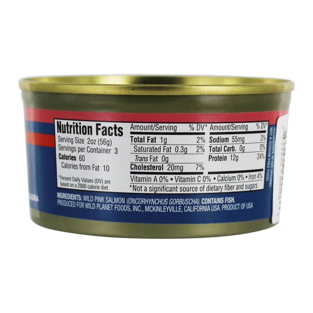 Selvagem Alasca Rosa Salmão Não Sal Adicionado - 6 oz. Wild Planet - Imagem 2