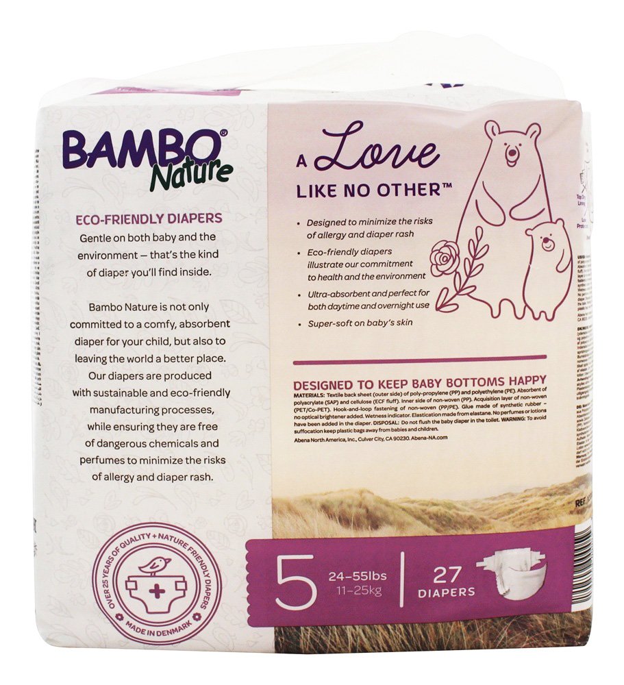 Etapa das fraldas para bebês 5 Junior ( 24 - 55 lbs.) - 27 Fralda (s) Bambo Nature - Imagem 3