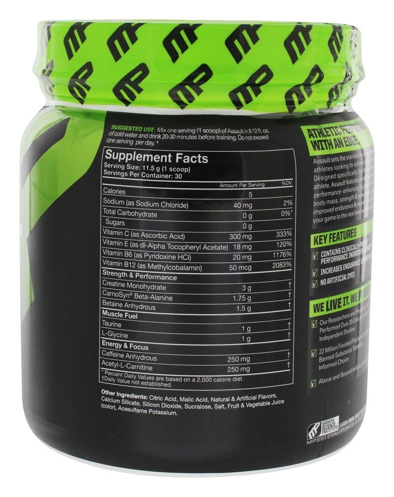 Assault Energia + Força Sabor Melancia - 12.17 oz. Muscle Pharm - Imagem 2