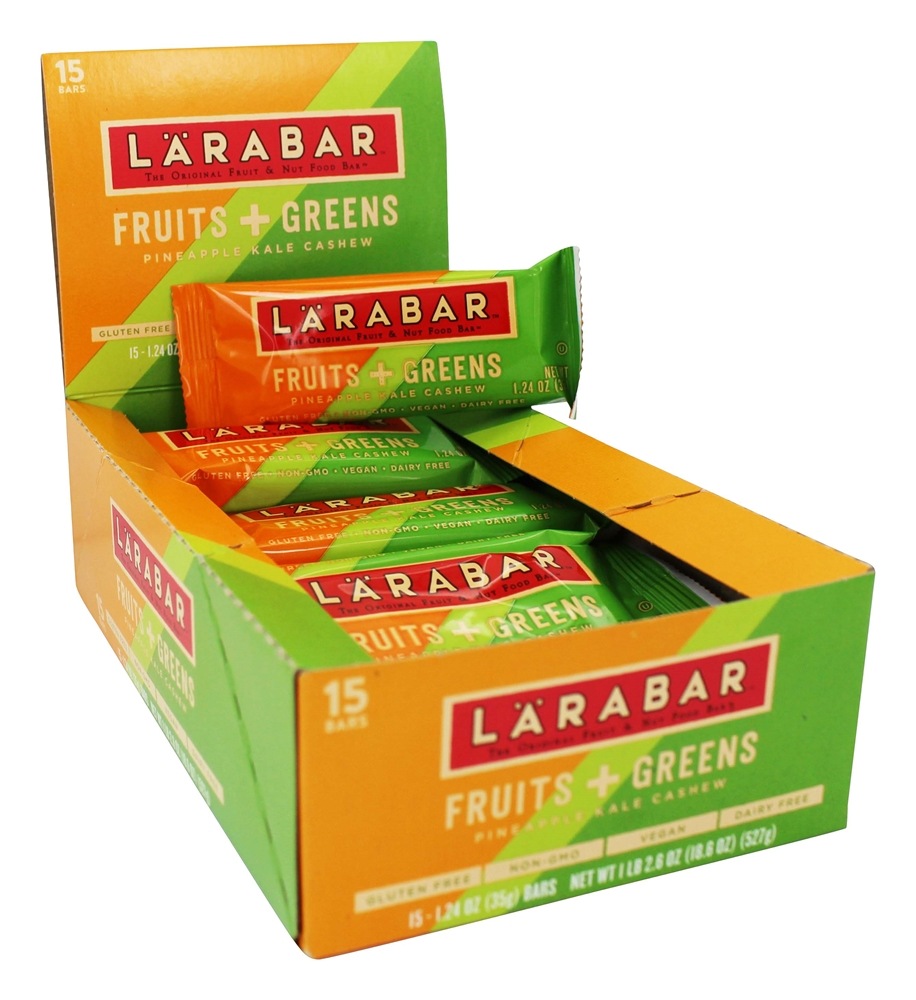 Frutas Originais & Nozes Fruta + Verdes Caju De Couve De Abacaxi - 15 Barras Larabar