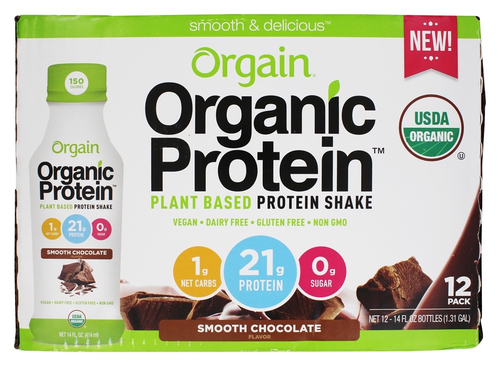 Orgânico Proteína Planta Baseado Vegan RT Proteína Tremer 21g Zero Açúcar Alisar Chocolate - 12 Frasco (s) Orgain