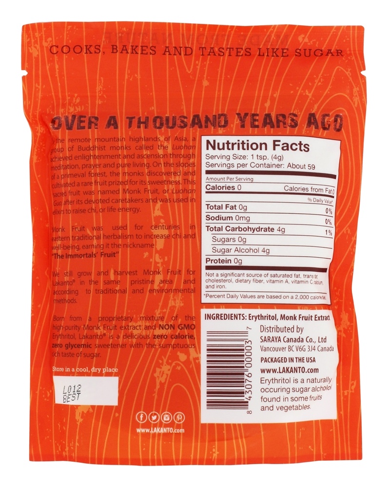 Adoçante Dourado Monkfruit - 8.29 oz. Lakanto - Imagem 2