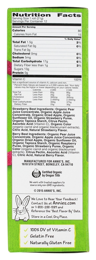 Orgânico Realmente Xixi Fruto Fita Variedade Empacotar - 12 Rola Annie's - Imagem 2