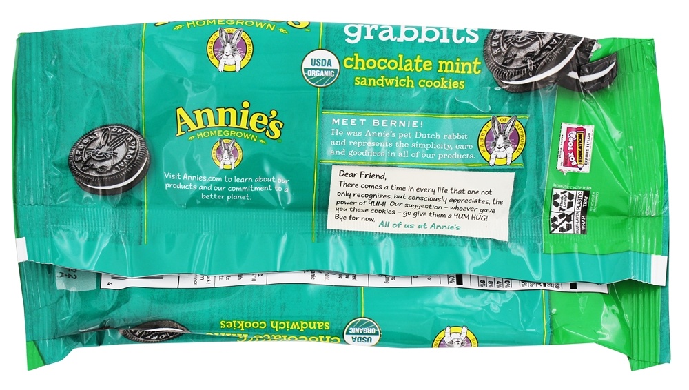 Orgânico Grabbit Sanduíche Bolinhos Chocolate Hortelã - 8.06 oz. Annie's - Imagem 3