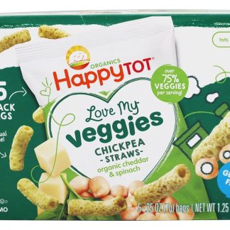 Feliz Copinho Orgânico Amor Meu Veggies Grão de bico Palhas Queijo Cheddar & Espinafre - 5 Pacote (s) Happy Family
