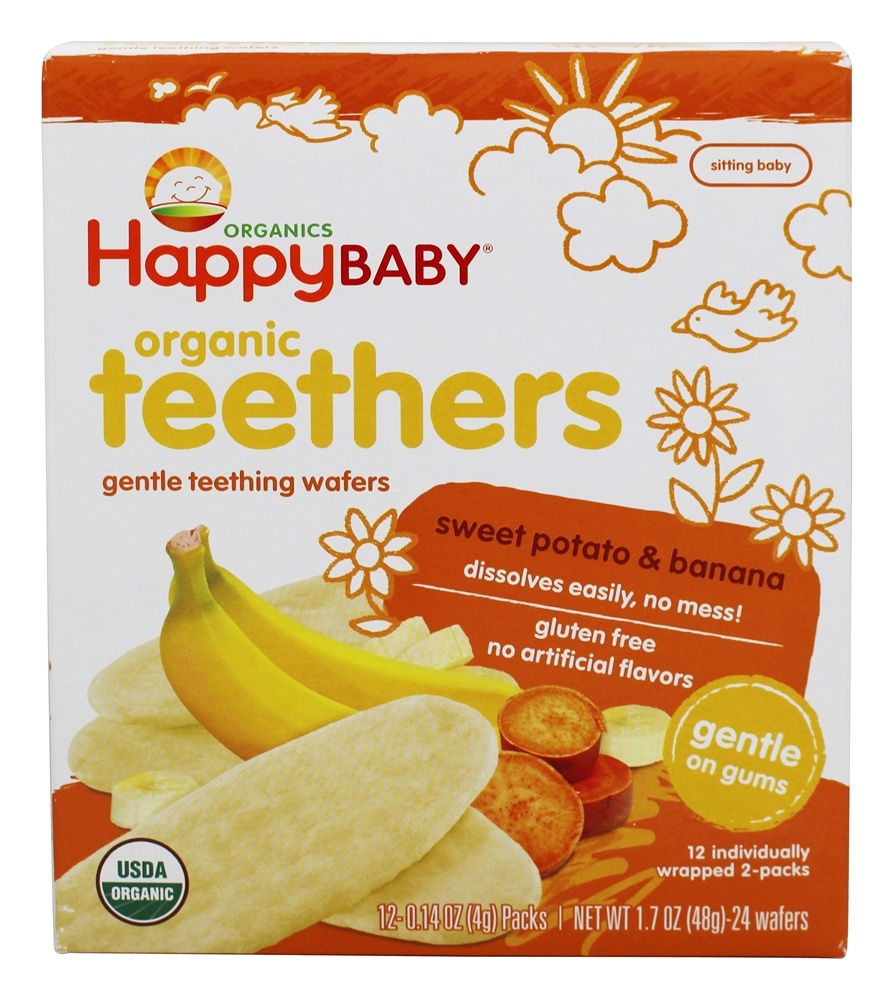 Bebê feliz orgânicos Teethers bolachas batata-doce & Banana - 12 Pacote (s) Happy Family