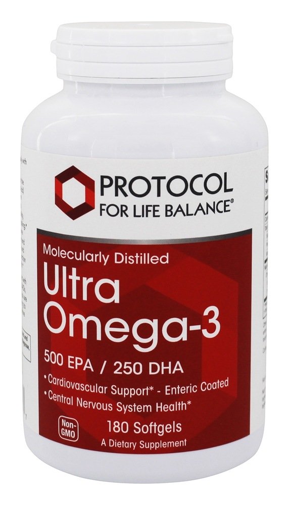 Ultra Omega-3 500 EPA / 250 DHA - 180 Softgels Protocol For Life Balance