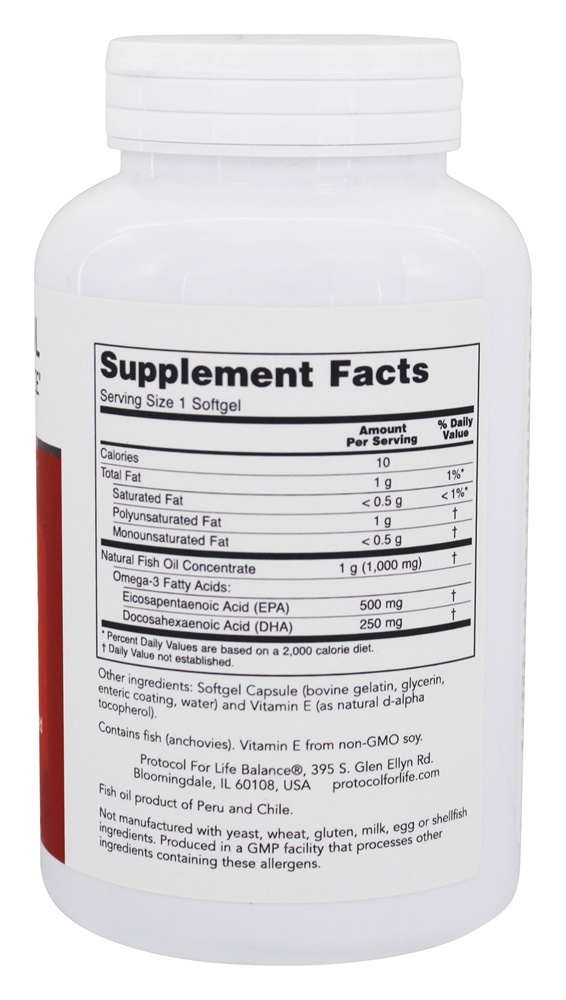 Ultra Omega-3 500 EPA / 250 DHA - 180 Softgels Protocol For Life Balance - Imagem 2