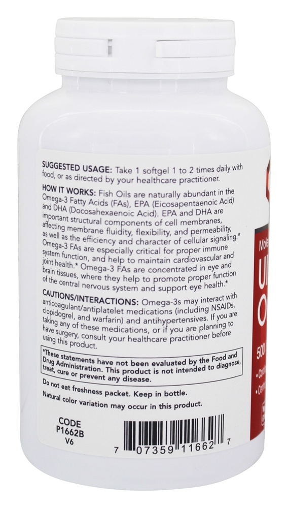 Ultra Omega-3 500 EPA / 250 DHA - 180 Softgels Protocol For Life Balance - Imagem 3