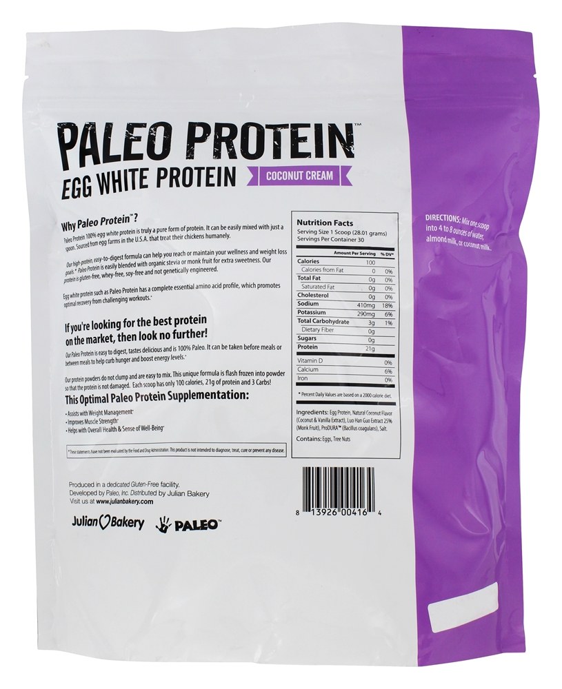 Proteína Paleo Clara De Ovo Creme De Coco De Proteína - 1.85 lbs. Julian Bakery - Imagem 2