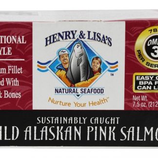 Salmão cor-de-rosa selvagem do estilo tradicional selvagem do Alasca - 7.5 oz. Henry & Lisa's Natural Seafood