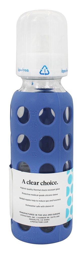 Frasco De Bebê De Vidro Com Manga De Silicone Blueberry - 9 oz. Lifefactory - Imagem 2