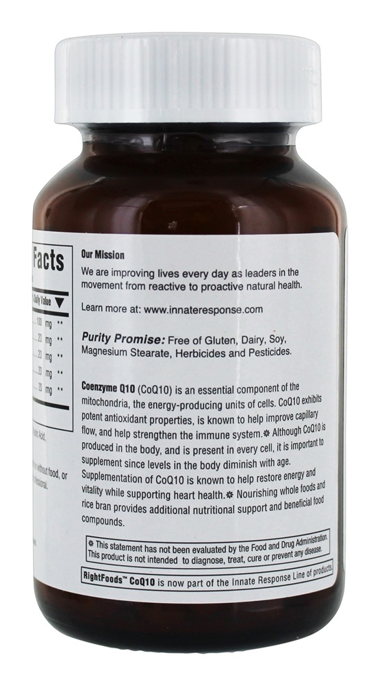 Coq10 Inteiro Comida Antioxidante 100 mg. - Cápsulas 60 Innate Response Formulas - Imagem 3