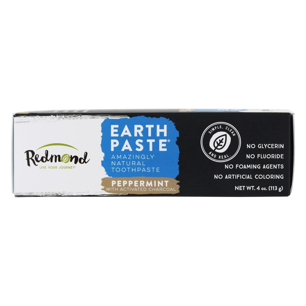 Pasta de massa Pasta de dentes surpreendentemente natural Peppermint com carvão ativado - 4 oz. Redmond Trading - Imagem 4