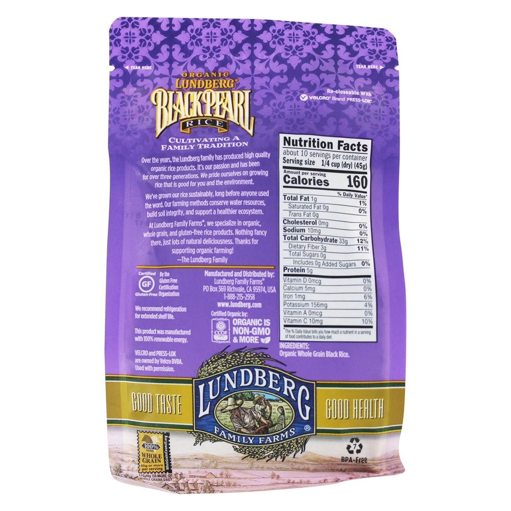 Arroz Perfeito Preto Arroz Integral Sem Glúten - 16 oz. Lundberg - Imagem 2