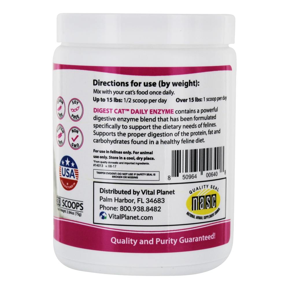 Digerir Gato Diário Enzima Pó Peixe Saboroso - 2.64 oz. Vital Planet - Imagem 3
