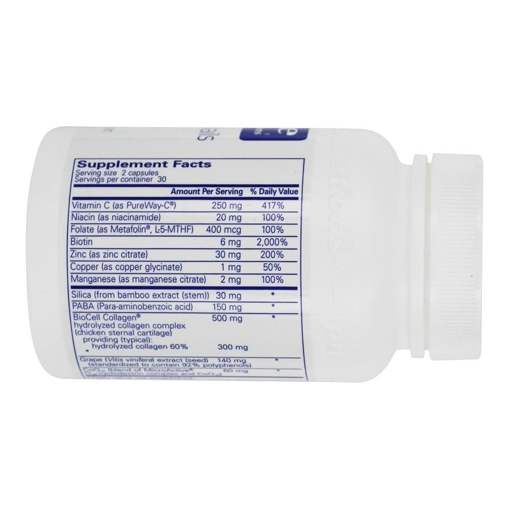 Cabelo/Pele/Unhas Extremista Biocell Colágeno - Cápsulas 60 Pure Encapsulations - Imagem 2