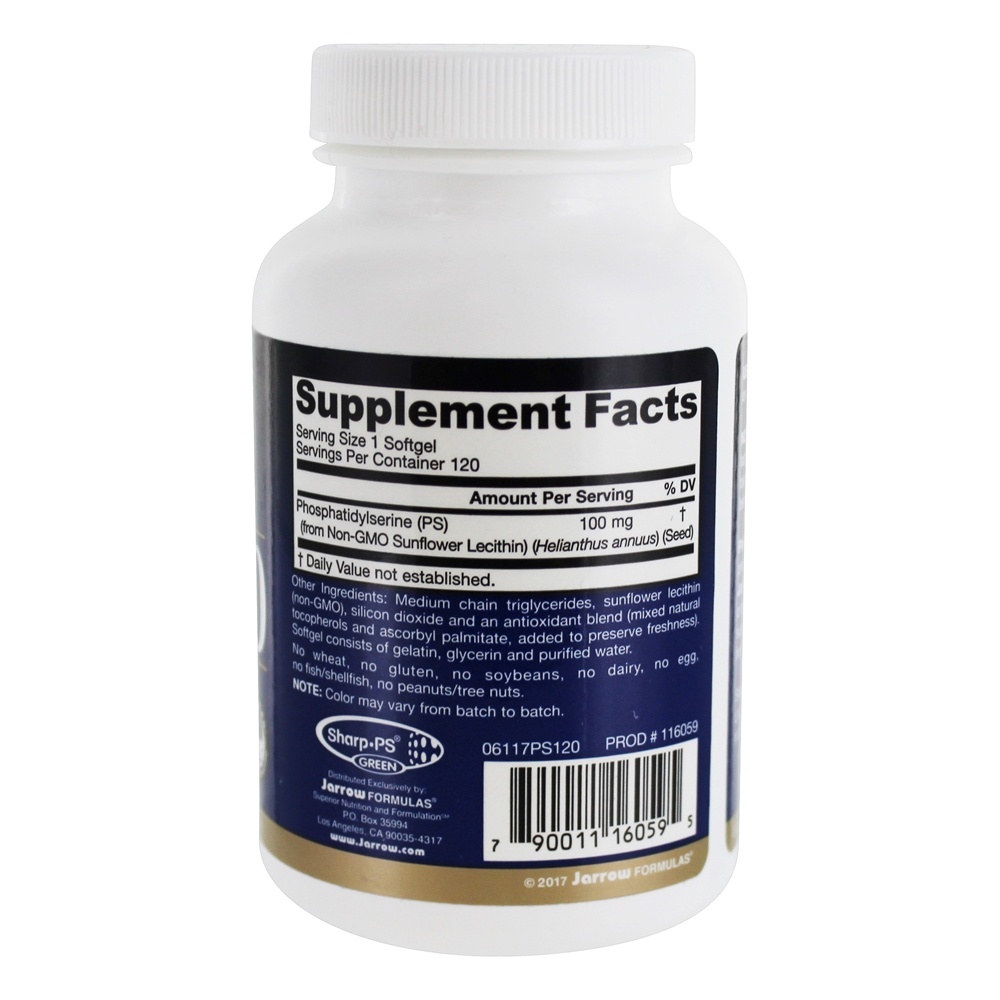 PS100 Phosphatidylserine 100 mg. - 120 Softgels Jarrow Formulas - Imagem 2