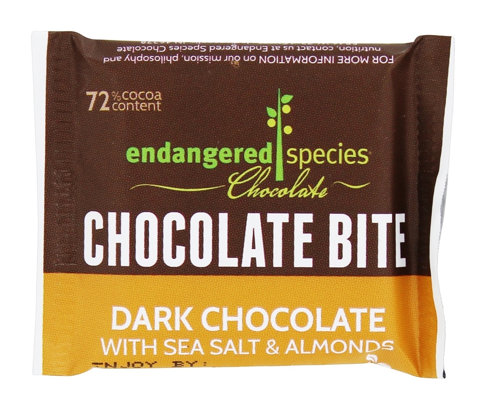 Pedaços de Chocolate Negro Sal Marinho e Amêndoas - 12 Pacote (s) Endangered Species - Imagem 4