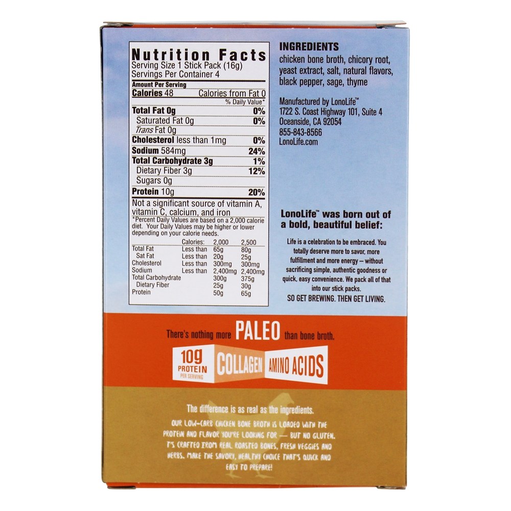 Paleo Osso Caldo Frango - 4 Pacote (s) de Bastão LonoLife - Imagem 2