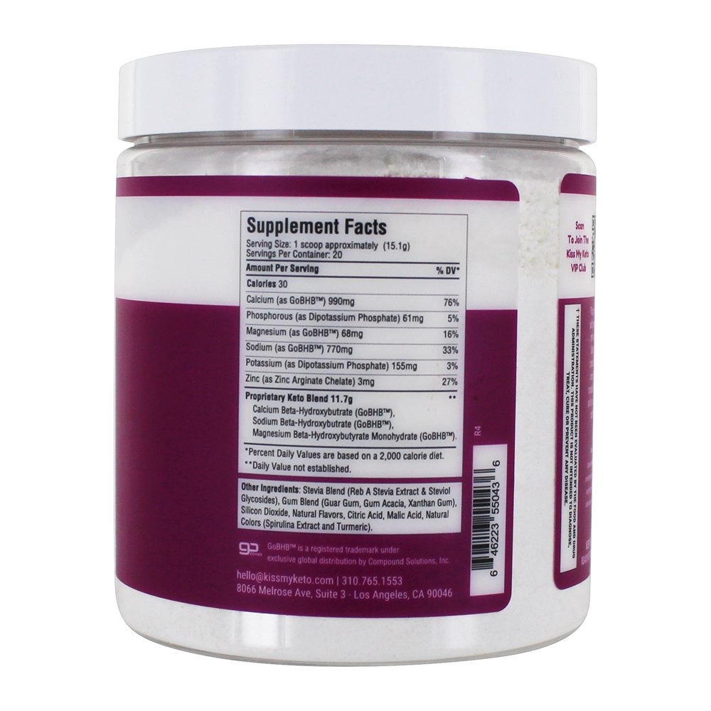 Cetonas exógenas com eletrólitos em pó de limão e limão - 10.65 oz. Kiss My Keto - Imagem 2