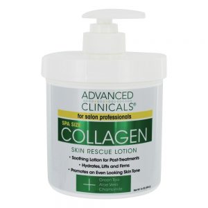 Loção do corpo do salvamento da pele do colagénio do tamanho dos termas com chá verde, aloés Vera & camomila - 16 oz. Advanced Clinicals