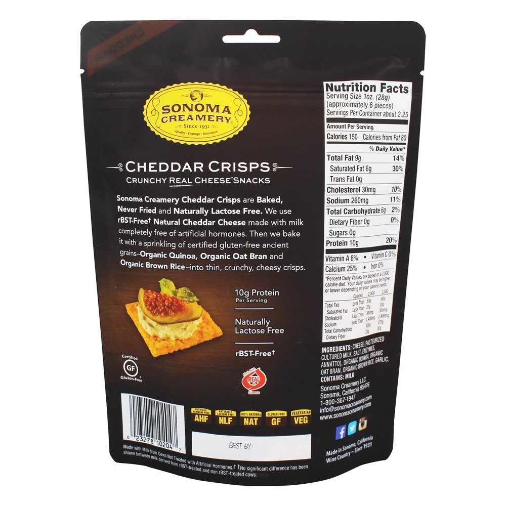 Cheddar De Queijo Crocante Real Chips De Salgadinhos - 2.25 oz. Sonoma Creamery - Imagem 2