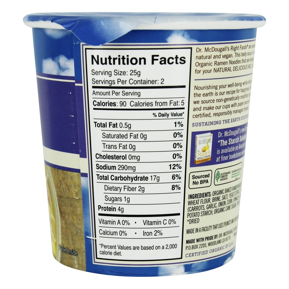 Vegan Ramen Sopa Frango - 1.8 oz. Dr. McDougall's - Imagem 3