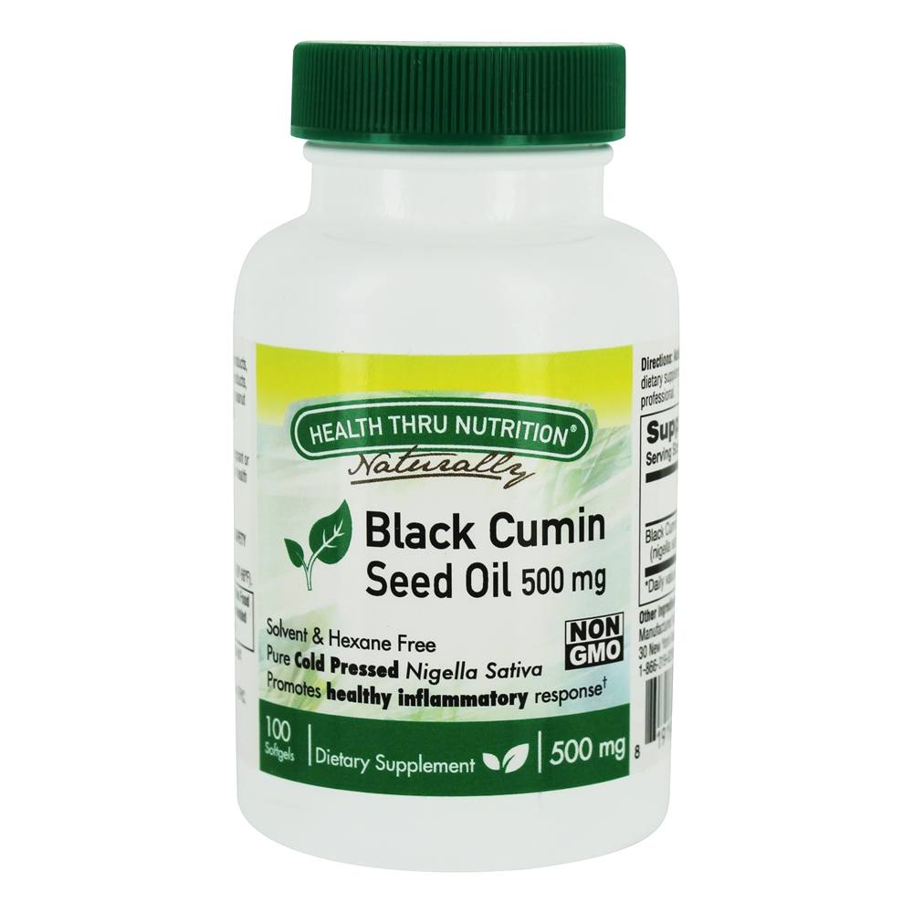 Óleo de semente de cominho preto Resposta Inflamatória Saudável 500 mg. - 100 Softgels Health Thru Nutrition