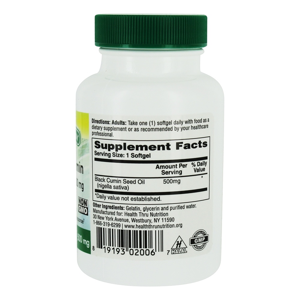 Óleo de semente de cominho preto Resposta Inflamatória Saudável 500 mg. - 100 Softgels Health Thru Nutrition - Imagem 2