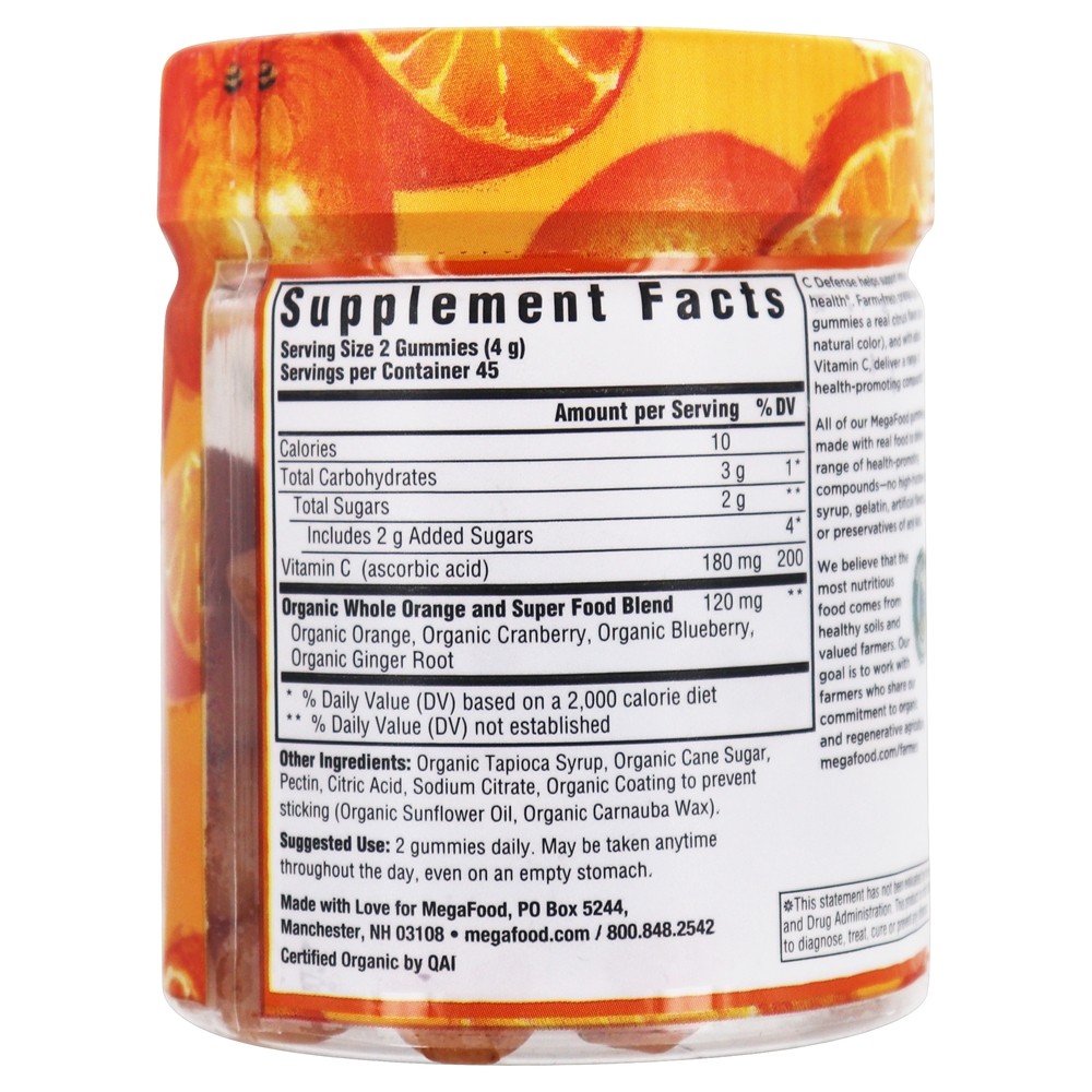Suporte de Função Imunológica para Defesa da Vitamina C Diariamente Citrus Cítrico - 90 Gummies MegaFood - Imagem 2