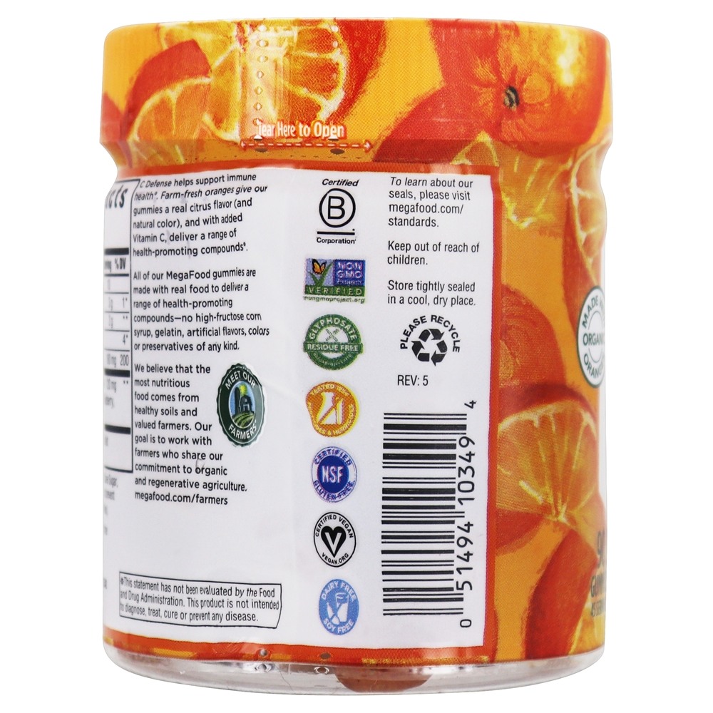 Suporte de Função Imunológica para Defesa da Vitamina C Diariamente Citrus Cítrico - 90 Gummies MegaFood - Imagem 4