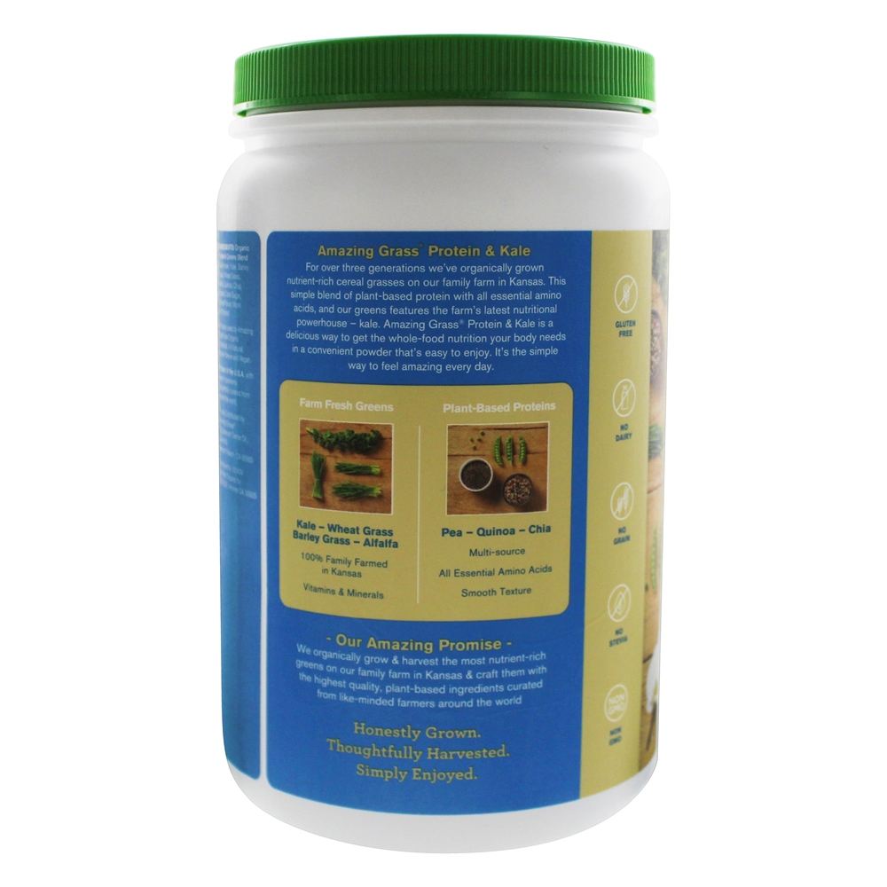 Orgânico Proteína & Couve Pó Simplesmente Baunilha - 17.5 oz. Amazing Grass - Imagem 3
