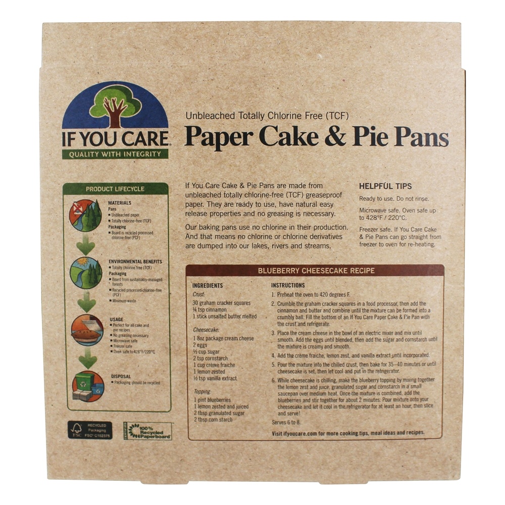 Panelas de cozimento de bolo de papel totalmente sem cloro e torta crus - 4 Panelas If You Care - Imagem 2
