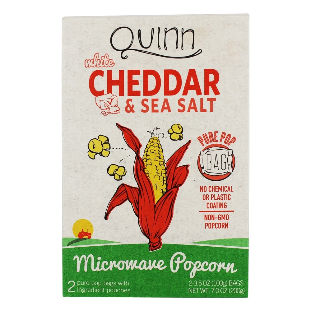 Pipoca de Microondas Cheddar Branco e Sal Marinho - 2 Malas Quinn Snacks