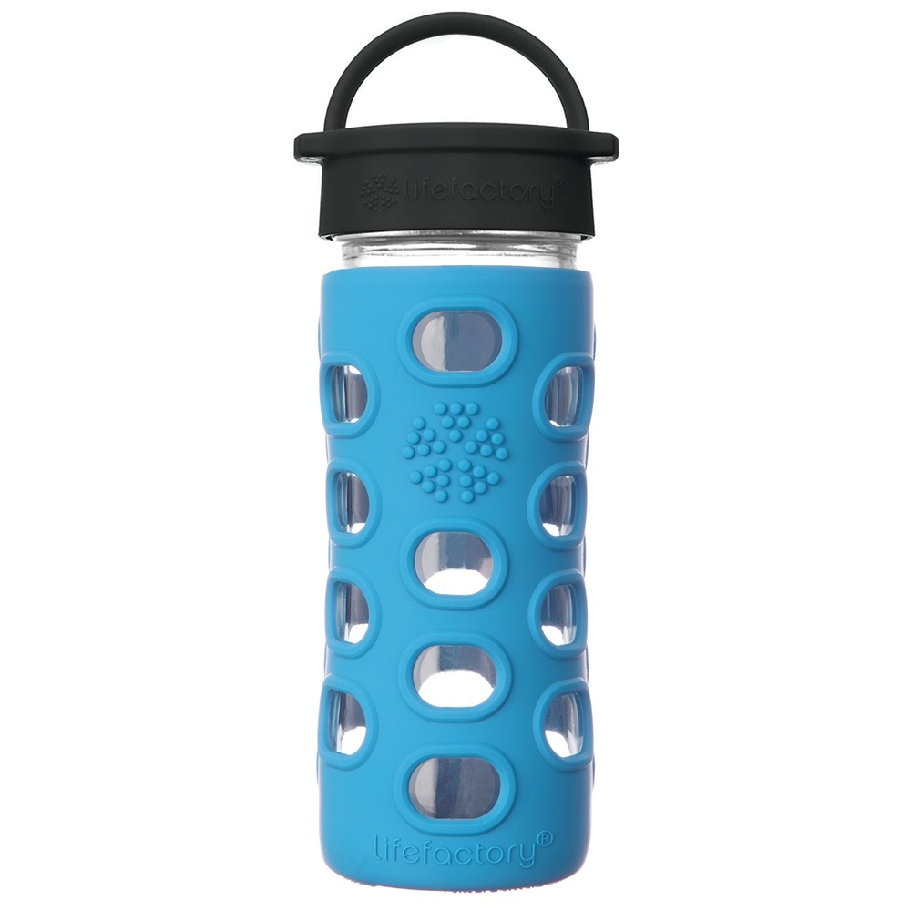 Garrafa de Água de Vidro com Tampa Clássica e Manga de Silicone 2.0 Azul Cobalto - 12 fl. oz. Lifefactory